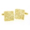 Men's Solid 14k Yellow Gold Nugget Textured Polished Finish Square Cuff Links