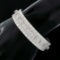 Vintage 18k White Gold 2.40 ctw Round Diamond 15mm Wide Brick Mesh Link Bracelet