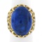 Vintage 18K TT Gold Cabochon Lapis Lazuli Textured Crescent Large Cocktail Ring