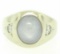 Men's Vintage 14k White Gold 7.24 ctw Oval Gray Star Sapphire Round Diamond Ring