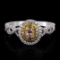0.21 ctw Fancy Light Brownish Pink Diamond 18K White Gold Ring (0.51 ctw Diamond