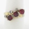 Antique Victorian 14k Yellow Gold 2.15 ctw Old Cut Garnet & Diamond Milgrain Rin