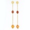 Estate 18K Yellow Gold Bead Citrine Textured Long Box Chain Drop Dangle Earrings