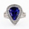 4.32 ctw Tanzanite and 0.81 ctw Diamond Platinum Ring