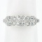 Antique Art Deco Platinum 0.64 ctw Transitional Cut Diamond Two Row Wave Band Ri
