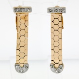 Retro Vintage 18K Gold 0.30 ctw Diamond Milgrain Flexible Clip-On Drop Earrings
