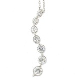 NEW 14K White Gold 0.50 ctw 7 Round Diamond Wavy Journey Pendant w/ 16