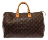 Louis Vuitton Brown Monogram Canvas Leather Speedy 30 Satchel Bag