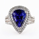 4.32 ctw Tanzanite and 0.81 ctw Diamond Platinum Ring