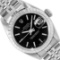Rolex Ladies Stainless Steel Black Index Dial Engine Turn Bezel Jubilee Band Dat