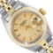 Rolex Ladies Two Tone Champagne Index Fluted Bezel Date Wristwatch With Rolex Bo