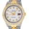 Rolex Mens Two Tone White Diamond 3 ctw Channel Set Datejust Wristwatch 36MM