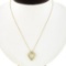 Vintage 14K Yellow Gold Round Cabochon Prong Opal Open Heart Pendant Necklace