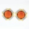 Tiffany & Co. 1985 18k Yellow Gold & Platinum GIA Coral & Diamond Button Earring