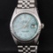 Rolex Mens Stainless Steel Blue Diamond Fluted Bezel 36MM Datejust Wristwatch