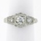 Antique Art Deco 18k Gold .70 ctw 3 Stone European Diamond Filigree Engraved Rin