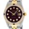 Rolex Mens Two Tone Maroon Dial Diamond And Sapphire 36MM Datejust Wriswatch