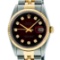Rolex Mens Two Tone Red Vignette Diamond Dial Datejust Wriswatch 36MM