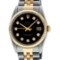 Rolex 36MM Two Tone Yellow Gold And Steel Black Diamond Datejust Wristwatch