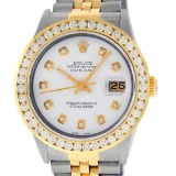 Rolex Mens Two Tone White Diamond 3 ctw Channel Set Datejust Wristwatch 36MM