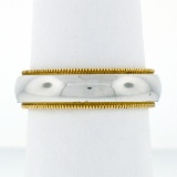 Men's 18k White and Yellow Gold 5.5mm Milgrain Edged Band Ring