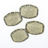 Men's Antique 14k Gold Unique Rectangular Panel Etched & Engraved Cufflinks MINT