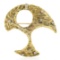 14K Yellow Gold 0.25 ctw Diamond Textured Modernist Sculpted Shape Brooch Pin