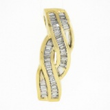 14K Yellow Gold 0.80 ctw Baguette Cut Diamond Channel Set Braided Slide Pendant