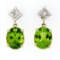 14K TT Gold 5.70 ctw Oval Peridot Princess Cut Diamond Dangle Drop Earrings