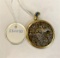 18K Yellow Gold Sapphire & Meiji Period Japanese Silver Manju Pendant