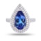 3.56 ctw Tanzanite and 0.70 ctw Diamond 18K White Gold Ring