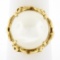 Vintage 14K Yellow Gold Large 14.8mm Mabe Pearl Open Work w/ Grooved Band Ring