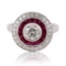 0.78 ctw Diamond and 1.00 ctw Ruby Platinum Ring (1.13 ctw Diamonds)