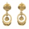 Vintage Victorian Revival 14k Gold Wire & Bead Open Work Drop Dangle Earrings