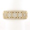 Unisex Fancy 10k Yellow Gold 2 ctw Round Brilliant Diamond Wide Cluster Band Rin