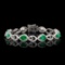 8.88 ctw Emerald and 2.87 ctw Diamond Platinum Bracelet