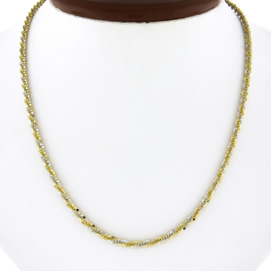 14k Two Tone Gold 17" 3.1mm Fancy Polished Unique Twisted Link Chain Necklace