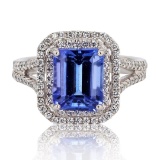 3.54 ctw Tanzanite and 0.67 ctw Diamond Platinum Ring