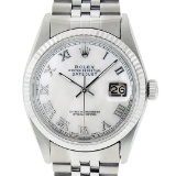Rolex 36MM Stainless Steel White Roman Datejust Wristwatch