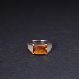 14K White Gold & Citrine Ring