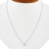 NEW Classic 14k White Gold 0.57 ctw Round Prong Diamond Solitaire Pendant Neckla