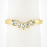 NEW 14k Yellow Gold .26 ctw Round Prong Diamond Curved Stackable Wedding Band Ri