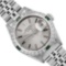 Rolex Ladies Stainless Steel Silver Index Dial Diamond And Emerald Date Watch