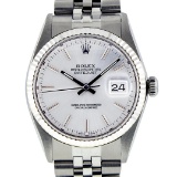 Rolex Mens Stainless Steel 36MM Silver Index Datejust Wristwatch
