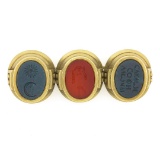 Kieselstein Cord Vintage 18k Green Gold Bloodstone Carnelian Intaglio Brooch Pin