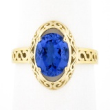 NEW 14k Gold 2.0 ctw Violet Blue Oval Tanzanite w/ Scroll Open Work Solitaire Ri