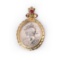 18K Yellow Gold Pendant with Rubies & Vintage Silver Medallion
