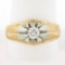 Men's Antique 18K TT Gold 0.42 ctw Old European Diamond Belcher Solitaire Ring