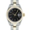 Rolex Ladies 2T Black Index Tapestry Oyster Band Wristwatch 26MM