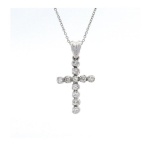 14kt WG Cross Pendant with chain 0.50 cts